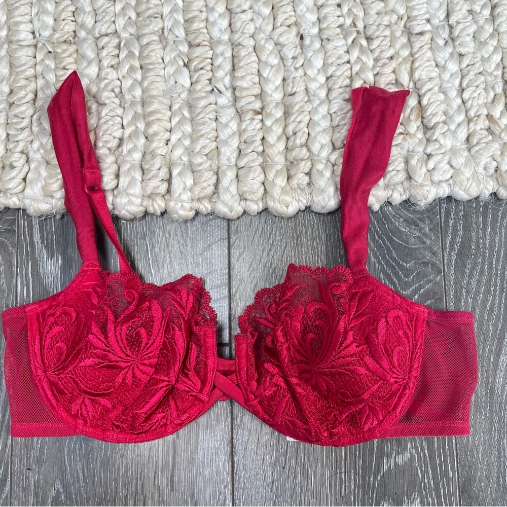 Victoria’s Secret unlined bra flora embroidery mesh underwire push up size 36C